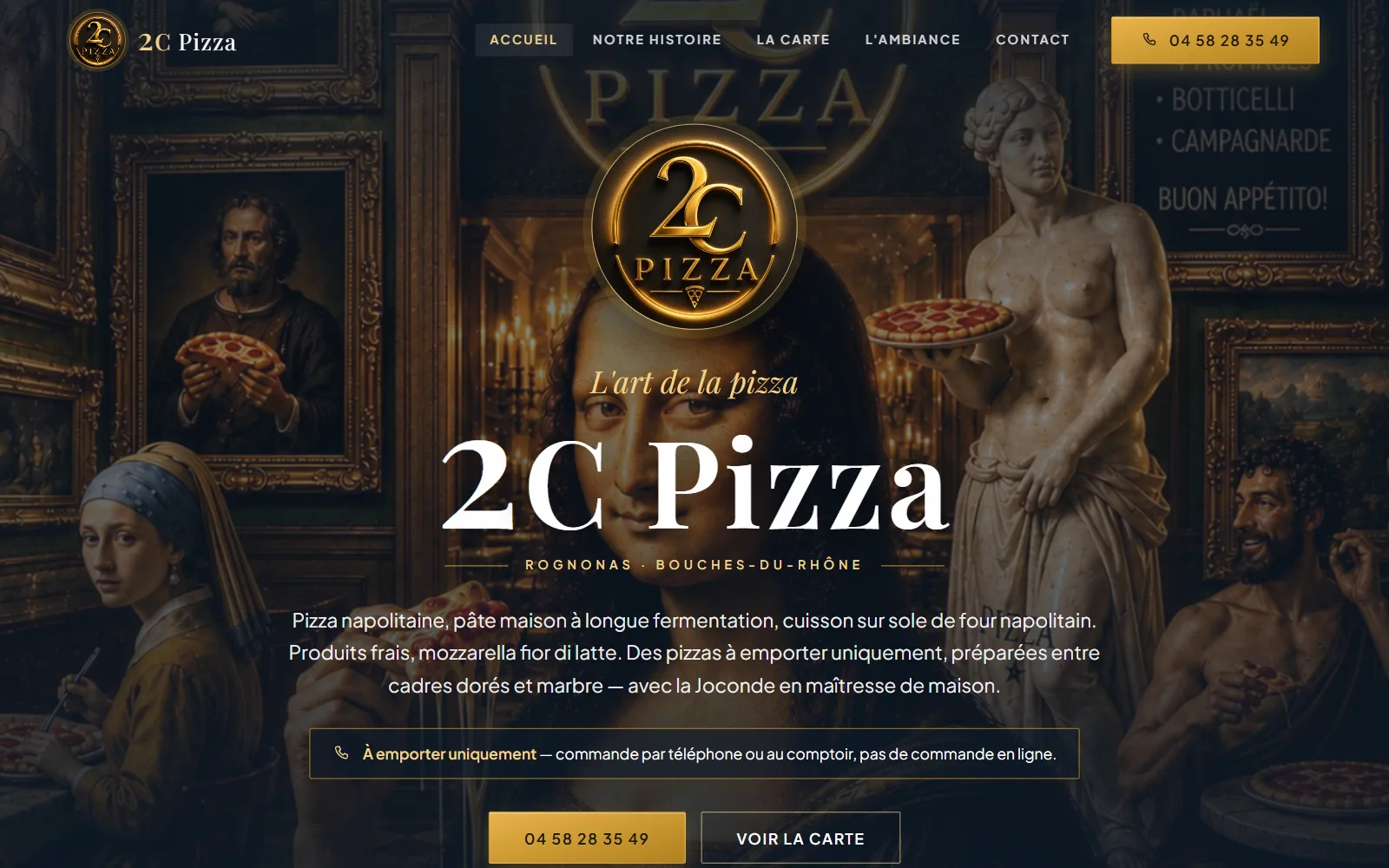Site internet de 2C Pizza, pizzeria napolitaine à emporter